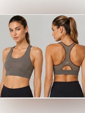 Alo Yoga Racerback Sports Bra – Neutral Taupe / Brown – Size XS